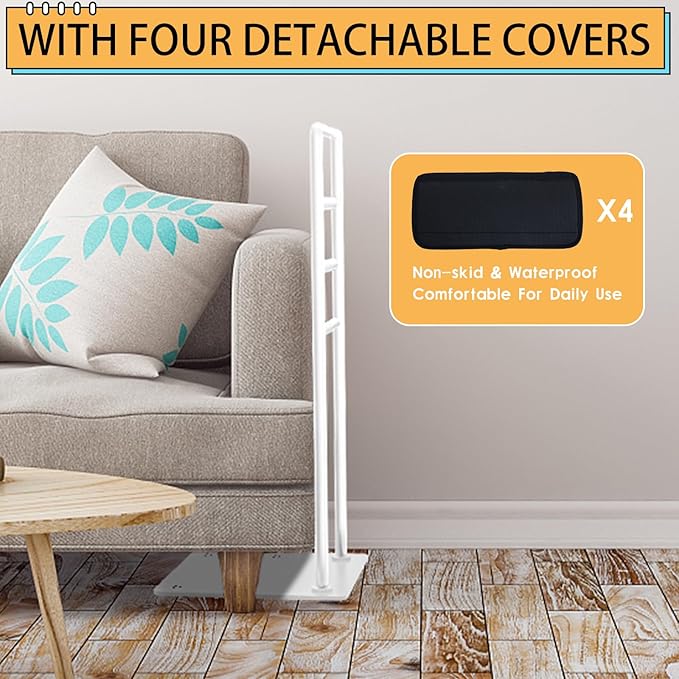 yeezoo Chair & Couch Stand Assist bar, Stand Assist Rail with Non-Slip Covers, Four Heights Heavy Duty Assist bar for Seniors Elderly, Adults and Others who Need Extra Help(Polished White)