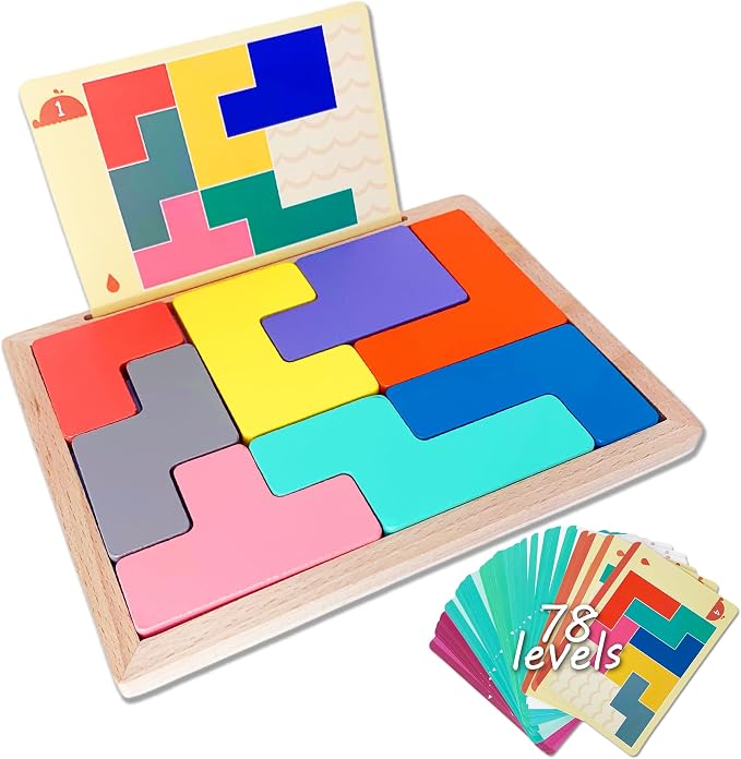 Gifts for People with Dementia - Wooden Puzzle Activities for Seniors Pattern Blocks Products for Elderly with Dementia Products for Alzheimers Patients Easy Memory