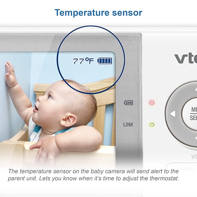 VTech VM923-2 Baby Monitor, 2.8”Screen, 1000ft Range, Pan-Tilt-Zoom, Night Vision, 2-Way Audio, Temperature Sensor, Lullabies, Secured Transmission No WiFi