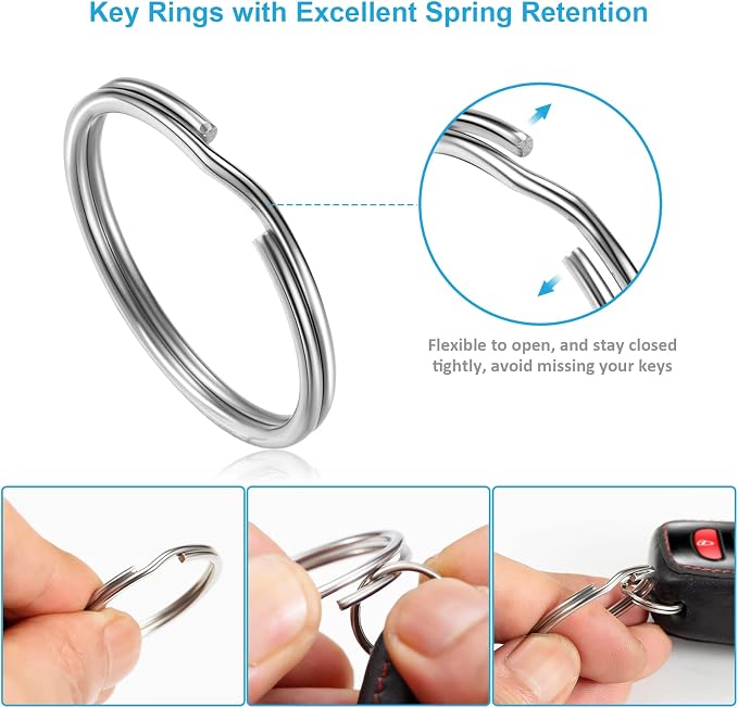 YHYZ Split Key ring Assorted, 5 Sizes (1/2 inch, 3/4 inch,1 inch, 1.25 inch, 1.38 inch), for Dog Pet Collar DIY Tag Jewelry