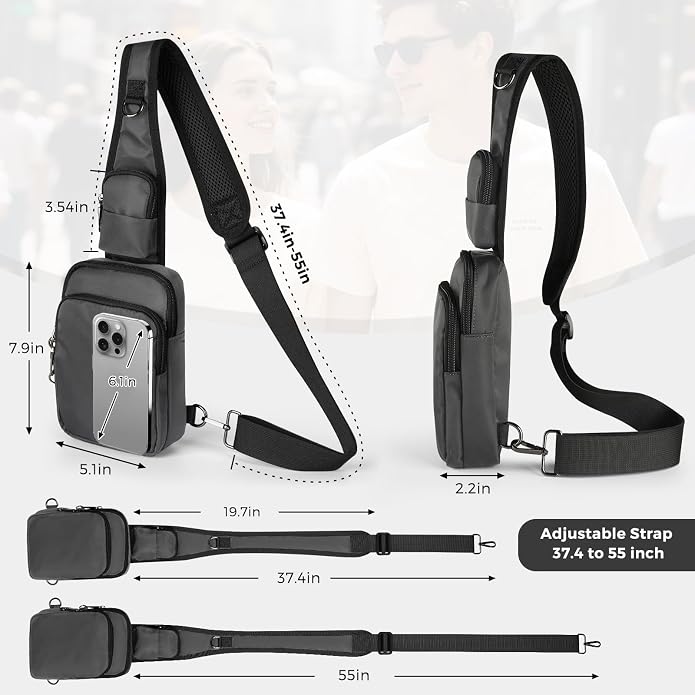 Sling Bag, Crossbody Bag with Zipper Lock, RFID Blocking & Water Resistant for Men and Women