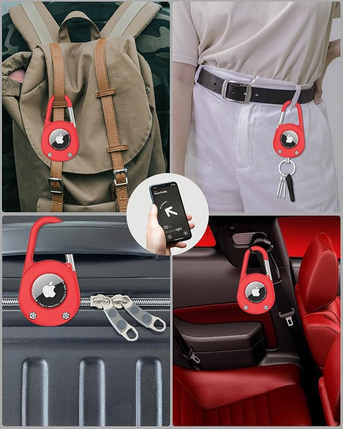 SCALLOP for AirTag (1st & 2nd Gen) Keychain with Carabiner,Thick Hard PC Air Tag Holder,IPX8 Waterproof,Secure Lock