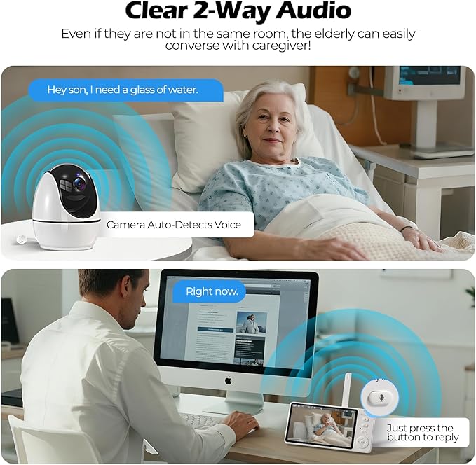Elderly Monitors with Camera and Audio Two-Way Talk Room Monitors for Elderly Med Reminder Camera for Elderly Monitoring Baby Monitors for Elderly Care and Caregivers Video Monitor for Elderly