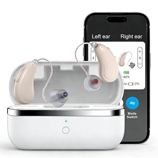 BH-R55-02 OTC Hearing Aids for Seniors with Bluetooth, AI Voice Enhancement, Noise Reduction & Feedback Control, Comfortable Hearing Aids for Adults with Mild to Moderate Hearing Needs