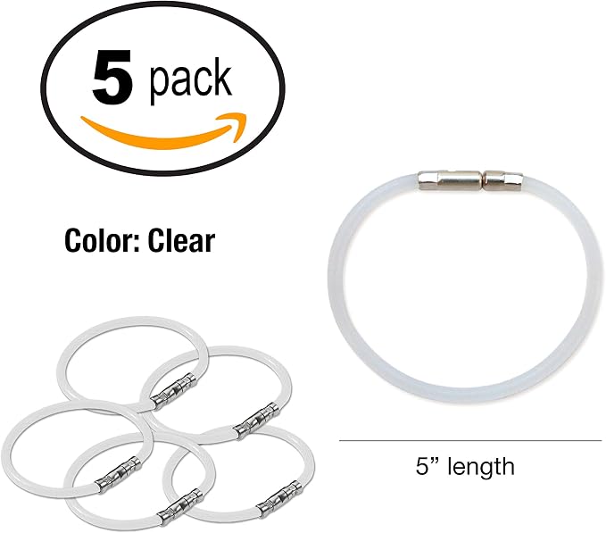 Lucky Line 5” Twisty Lock Key Ring, Flexible Nylon Coated Steel Wire Loop, Corrosion-Resistant and Durable, Clear, 5 Pack (8111005)