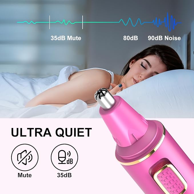 XOOMRSCP Nose Hair Trimmers for Women Men，Rechargeable Hair Trimmer 2 in 1 Painless Multifunctional Ear and Nose Hair Trimmer with IPX7 Waterproof Dual Edge Blades (Rose)