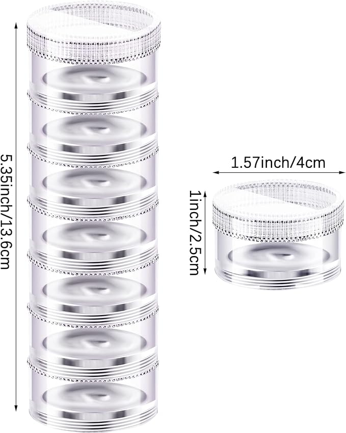 Sieral 2 Pack 7 Day Stackable Pill Organizers Round Pill Organizer Case Stackable Weekly Supplements Vitamins Individual Storage Container Boxes Holder Dispenser with Lids for Travel Medicine, Clear