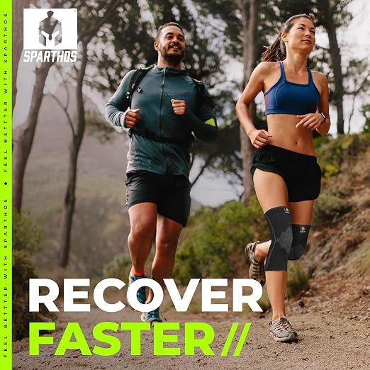 Sparthos Knee Compression Sleeves by (Pair) – Joint Protection and Support for Running, Sports, Knee Pain Relief – Knee Brace for Men and Women (Midnight Black, XX-Large)