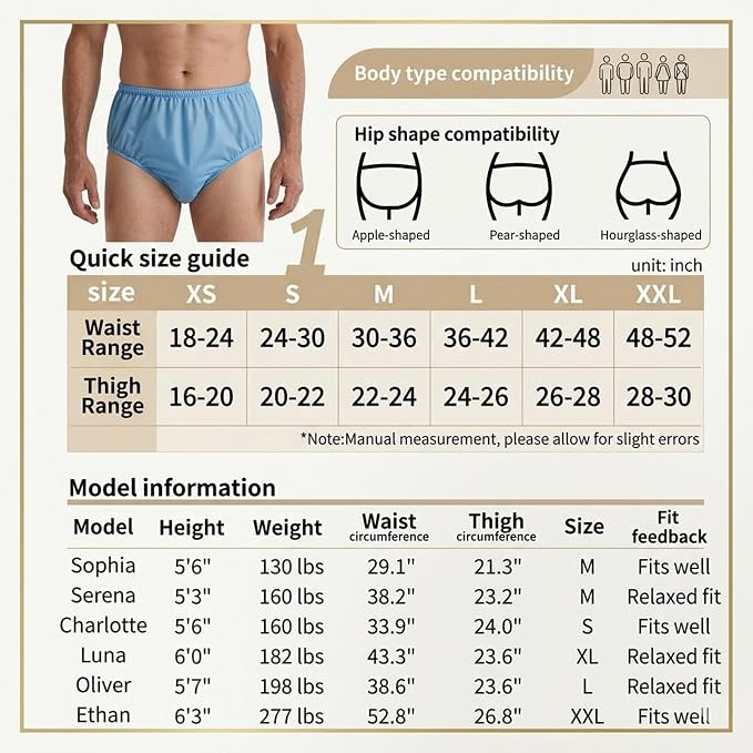 2 Pack Adult Diaper Cover, TPU Diaper Cover for Overnight | Waterproof Unisex Incontinence Pants,Leak-Proof Plastic Underwear Pants for Seniors Post-Surgery Recovery (Large)