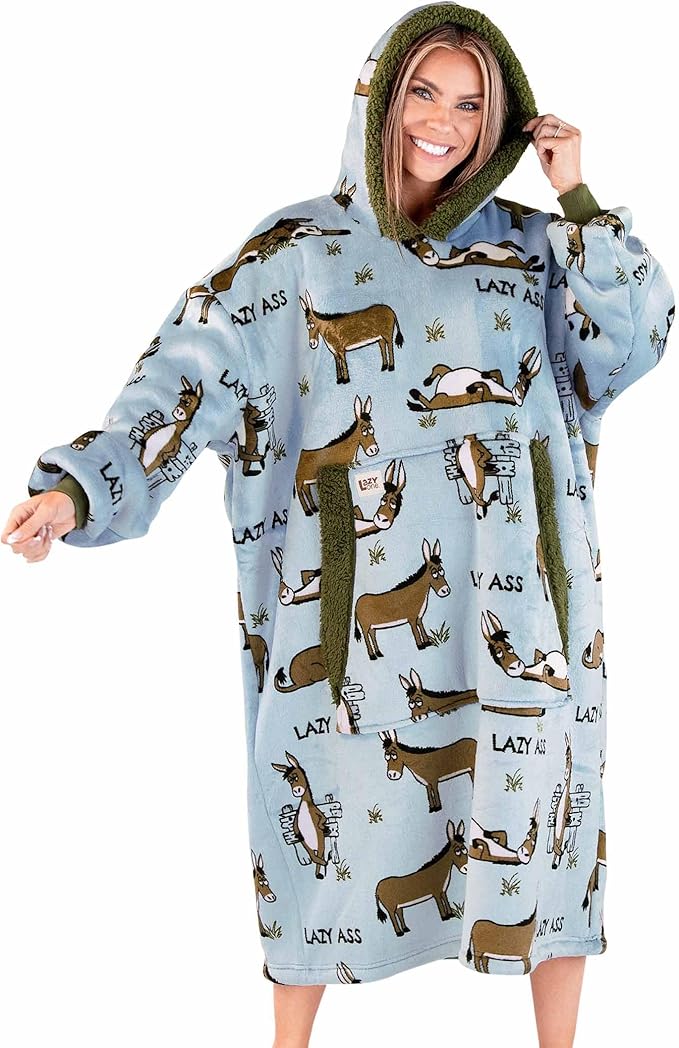 LazyOne Oversized Blanket Hoodie, Oversized Hoodies for Women and Men, One Size Fits All Wearable Blankets