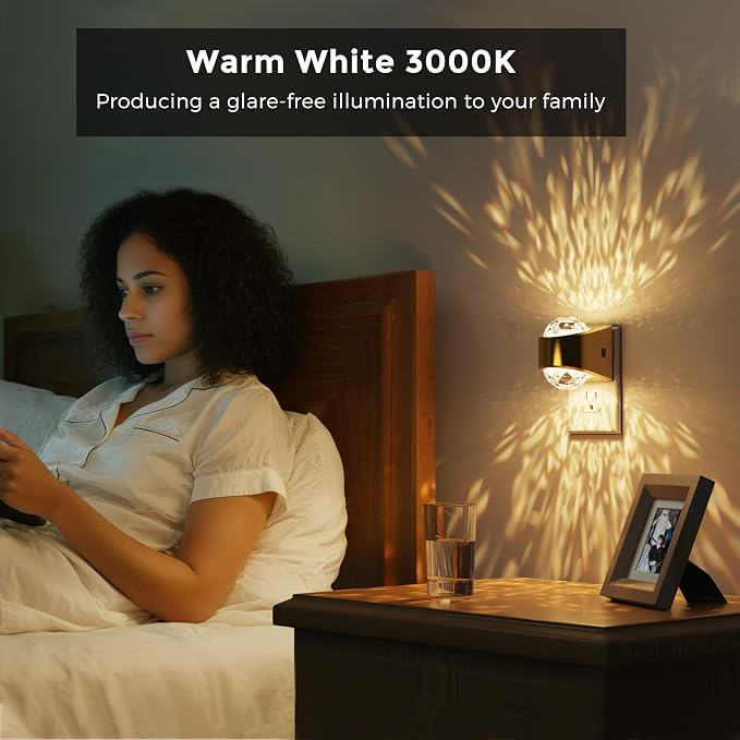L LOHAS LED Projector Night Light,Night Lights Plug into Wall | Plug in Night Light with Dusk to Dawn Sensor,3000K Soft White,Projector Nightlight for Bathroom Bedroom Hallway