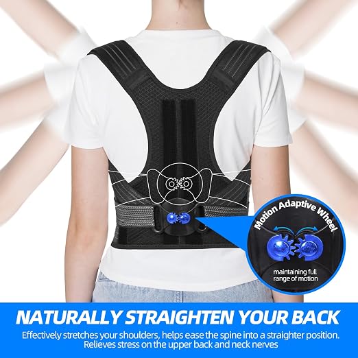 Lexniush Posture Corrector for Women/Men, Adjustable Upper Back Brace for Back Pain Relief, Lightweight Posture Support Straightener for Teenagers Boys Girls to Improve Slouch, Prevent Humpback, XL