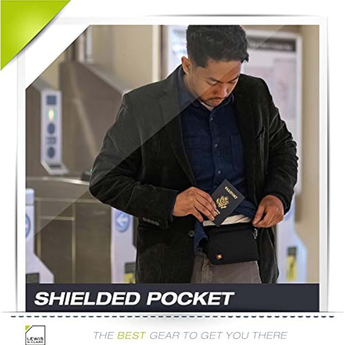 Lewis N. Clark Travel Money Belt Pouch, Slim RFID Blocking Anti Theft Waist Stash Pouches for Cash, Cards and Passport Holder