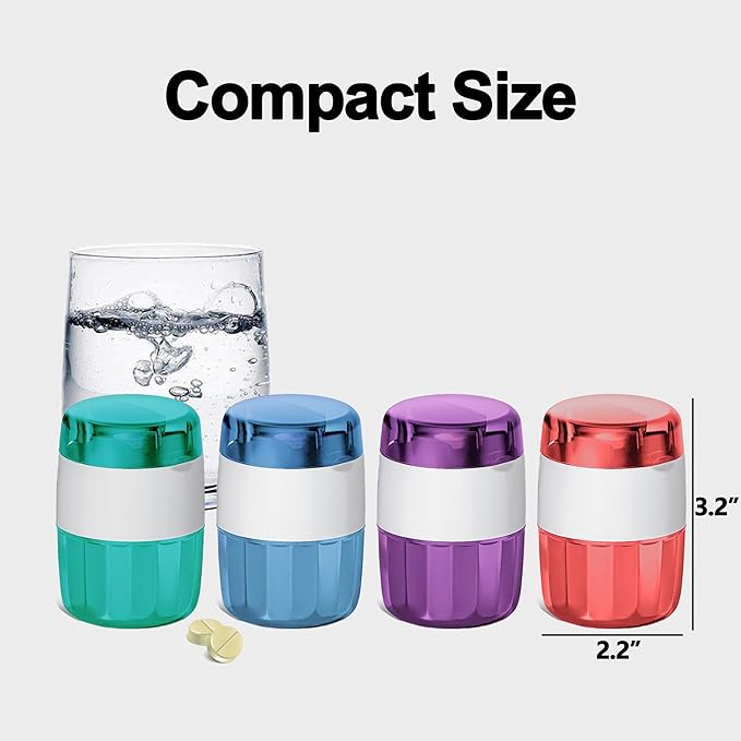 DUBSTAR 3-in-1 Pill Crusher Pill Grinder, Pill Crusher Fine Powder with Brush, Pill Crushers for Elderly with Pill Cutter and Storage, Pill Cutter Splitter for Small or Large Pills (Red)