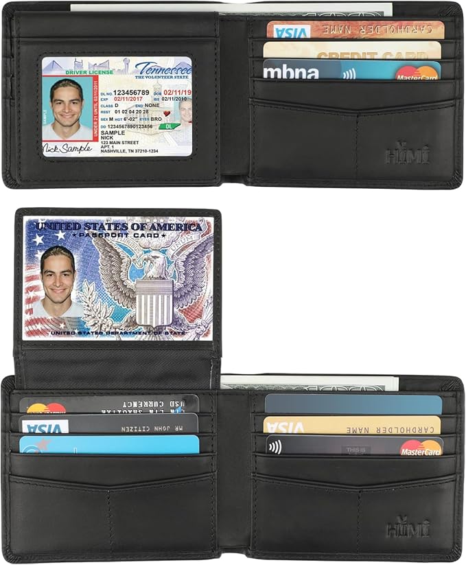 HIMI Wallet for Men-Genuine Leather RFID Blocking Bifold Stylish Wallet With 2 ID Window