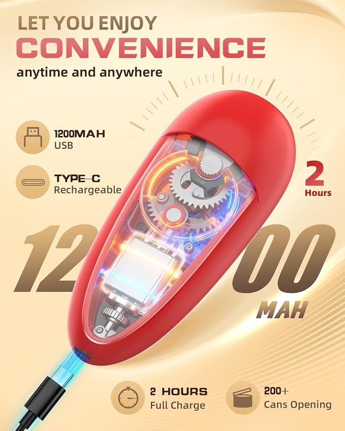 Rechargeable Electric Can Opener with Replaceable Blade & Smooth Edge | One Touch Automatic Can Opener with Magnetic Lid Pickup, Cordless Kitchen Gadget for Seniors, Arthritis, Weak Hands