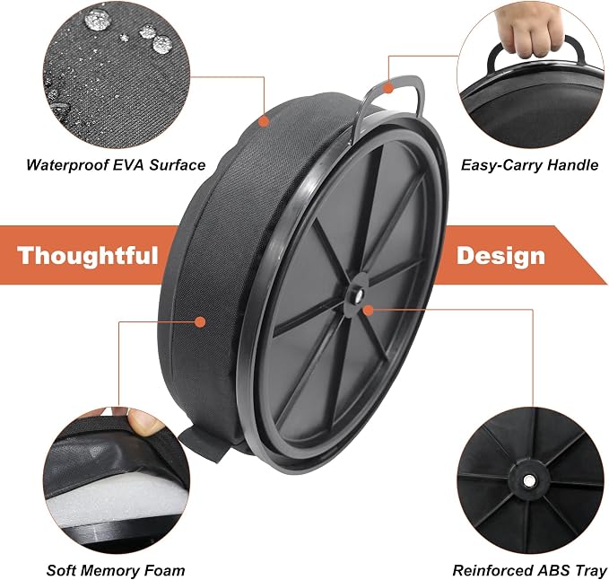MDSTOP 5 Gallon Bucket Seat with 3" Thick Seat Foam Cushion, Waterproof 360°Swivel Bucket Lid Seat, Silent Bucket Seats for Duck Dove Hunting, Ice Fishing, Baseball, Camping, Gardening