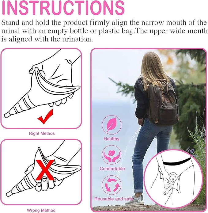 Female Urination Device, Reusable Female Urinal Silicone Women Pee Funnel | Women to Pee Standing Up, The Perfect Companion for Camping,Travel travel outdoor, folds compact, easy rinse