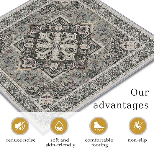 8”x 30” Carpet Stair, Anti-Slip Carpet Treads for Wooden Steps, Self-Adhesive Decorative Stair Runners, Slip-Resistant Treads for Indoor Wooden Staircases (1, Grey, 30X30 inch)