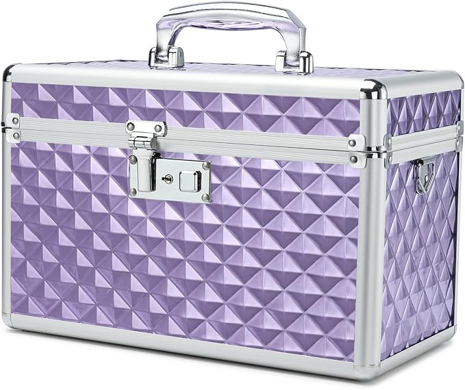Storage Box with Key Lock, Lockable Medicine Storage Box, Empty First Aid Box, Security Lock Box, Multipurpose Locking Box for Home and Outdoor Use (purple, Large)