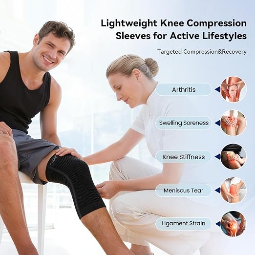 JOMVD Knee Compression Sleeve for Arthritis Pain – Knee Brace for Knee Pain Relief, Meniscus Tear, Inflammation, Circulation, Swelling & Injury Recovery – Anti-Slip Breathable Support for Women & Men, XX-Large