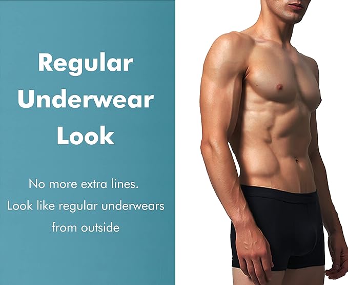 AIRCUTE Washable Urinary Incontinence Underwear for Men, Instant Absorbency, Bladder Leaks Protection Boxer Briefs(60ML) (Small)