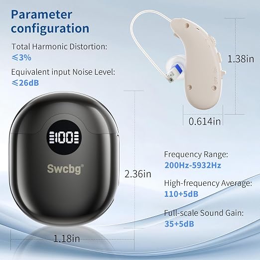 Hearing Aids for Seniors FDA 3-Mode Rechargeable Invisible | FDA-registered digital hearing aid, noise cancelling, 36hr case, 3 modes, lightweight invisible fit for elderly daily use