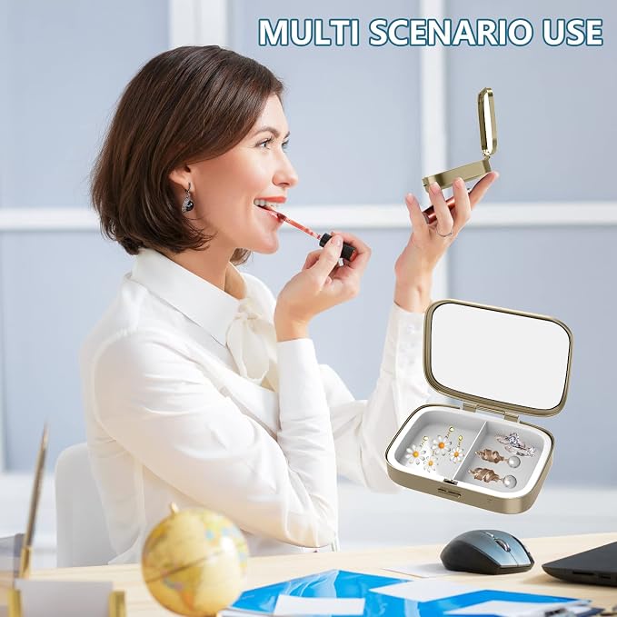 Pill Case Pill Box with Mirror Retro 2 Compartment Small Pill Case for Purse or Pocket Bronze Rectangular Pill Box or Vitamins, Fish Oil, Supplements, Pill Containe Travel Gifts（Retro Rose Floral）
