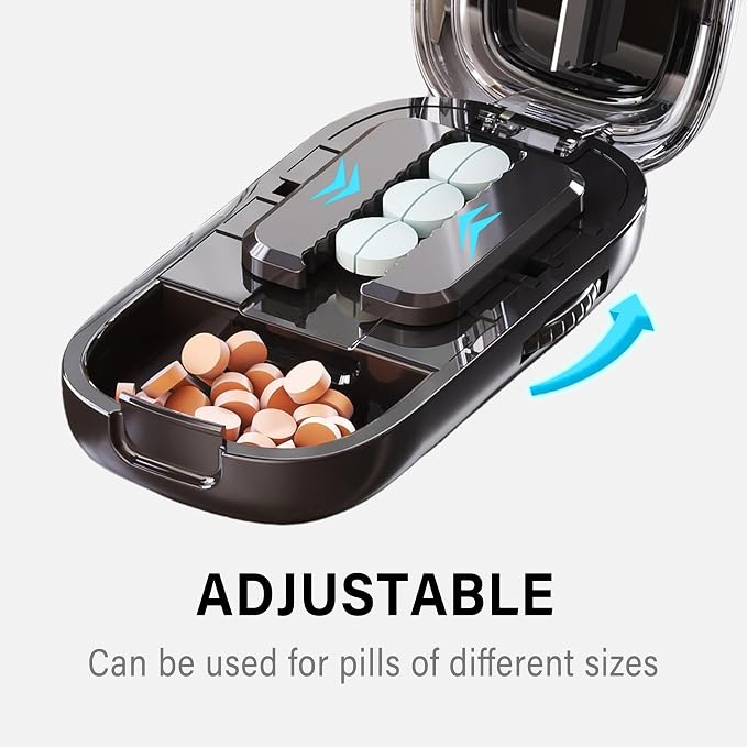 DUBSTAR Pill Cutter Splitter for Cutting Multiple Pills, Pill Cutter Splitter for Small and Tiny Pills (Clear Black)