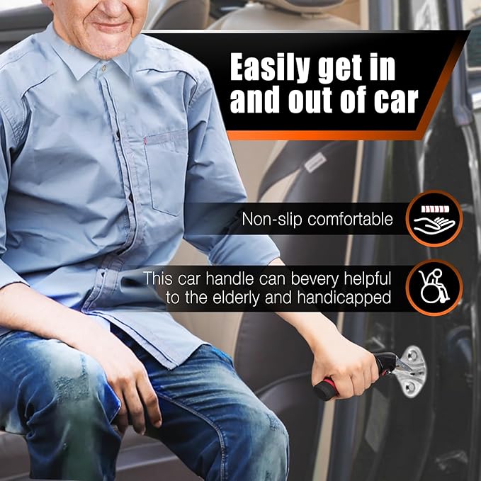 Car Handle Assist for Elderly Car Door Handle Multifunction Handle Car Door Latch Handle for Seniors and Handicapped(Red)