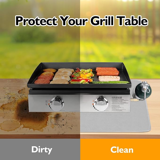 Heat Resistant Mats for Countertop fits Tabletop Grill, 31x24x0.04in, Grey | 1022℉ Fireproof grill mat for countertop/table protection, fits gas/charcoal grills, pizza ovens, fits Blackstone & Ninja