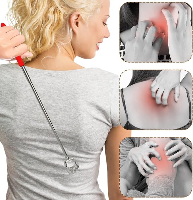 6 Pack Back Scratcher Fathers Day Dad Gifts, White Elephant Gifts for Adults, Stocking Stuffers for Men Women Teens, Prizes for Adults, Extendable Bulk Back Massager for Thanksgiving Birthday (Red)