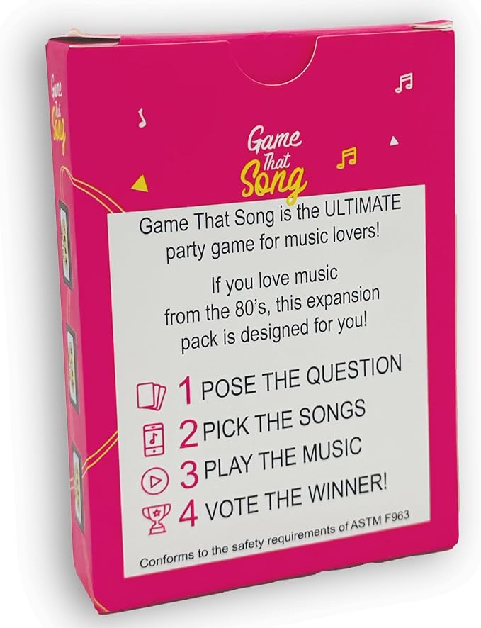 Game That Song 80's Mix Expansion - 50 New Cards - Music Card Game for Family, Adults, and Teens. Hilarious, Addictive, and Competitive Fun for Game Nights!