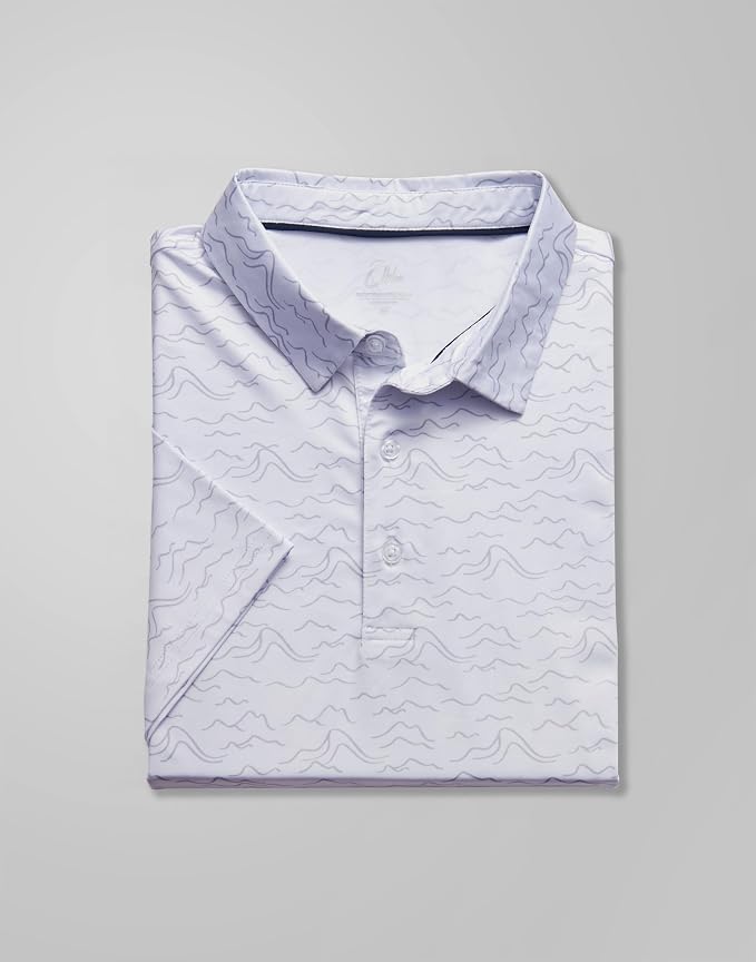 Obla Mens Golf Polo Shirts Short Sleeve Dry Fit Performance Moisture Wicking Casual Print Collared Golf Shirts for Men