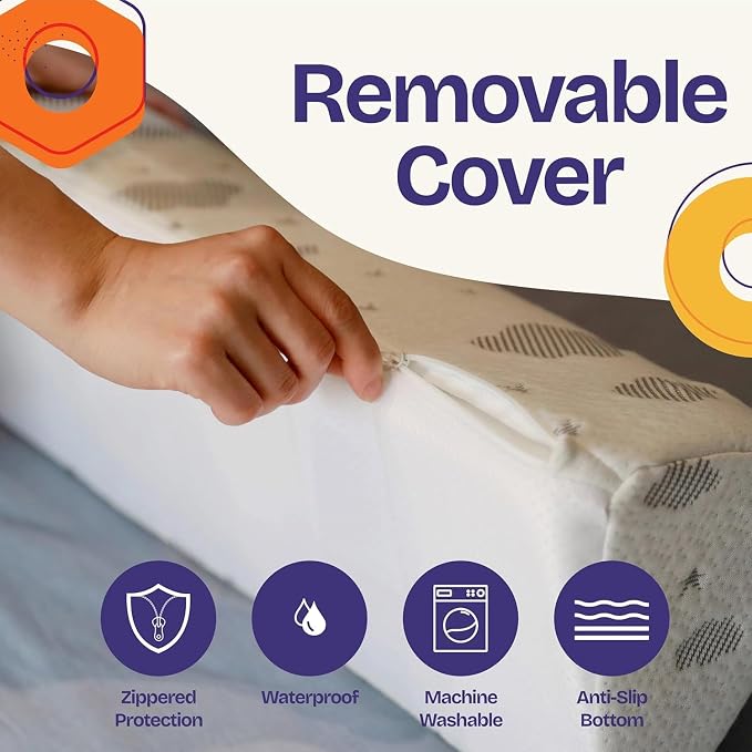 ComfyBumpy 2-Pack Bed Bumper for Toddlers 52" x 5" – Foam Rail Guard with Non-Slip Stability | Safer & More Secure Convex Design | Fits Twin, Full, Queen & King Mattresses