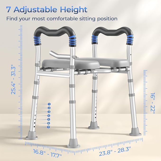 KingPavonini Raised Toilet Seat with Handles for Elderly, 500 lbs Capacity | Adjustable Height & Width, Toilet Seat Risers for Seniors, Handicap & Pregnancy Bathroom Safety, Fits Any Toilet