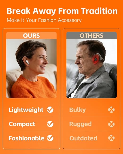 OTC Rechargeable Hearing Aids for Seniors & Adults, Hearing Amplifier with Noise Cancelling, Clear Sound, Volume Control, Charging Case