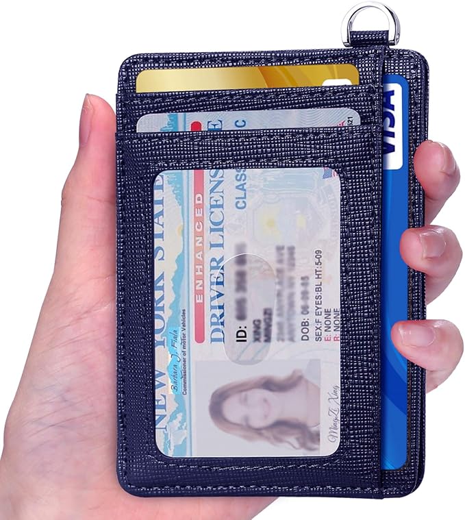 Slim Minimalist Front Pocket Wallet, RFID Blocking Credit Card Holder Wallet with Detachable D-Shackle for Men Women