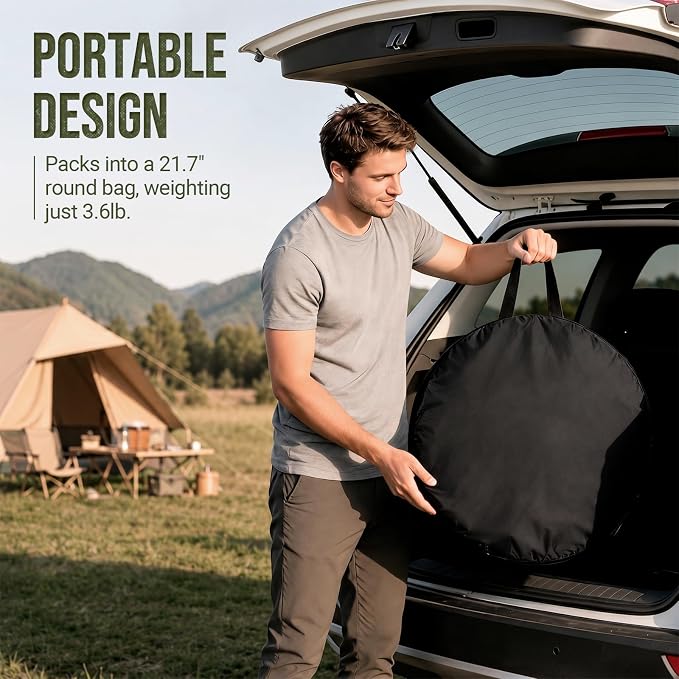 WolfWise Pop Up Shower Tent for Camping Essentials, Compact & Lightweight | Portable Instant Changing Tent with Window & Carry Bag, Privacy Dressing Room Bathroom for Outdoor, 6'3"/6'11" H
