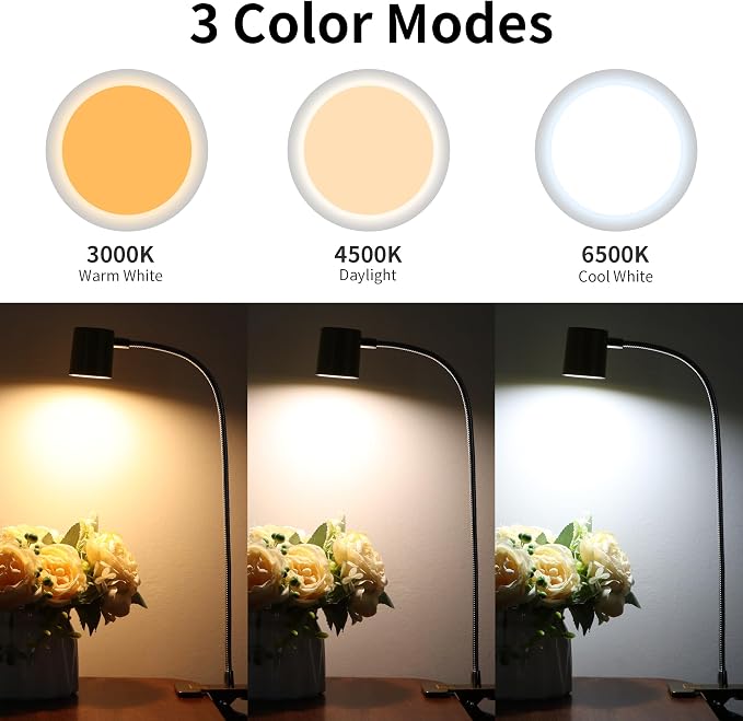 Dott Arts Desk Lamp,USB Clip On Light with 3 Color Modes,LED Reading Lamp | 360° Gooseneck Book Light,Eye-Care Reading Light for Home Office,10 Brightness Headboards Gold