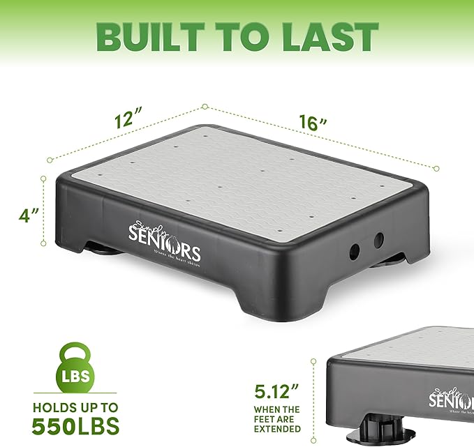 Small Step Stools for Adults - Small Mobility Aid for Seniors - Portable Heavy Duty Plastic Step Platform & Bed Steps for High Beds for Adults - Assist Device for Kitchen Bathroom Toilet - Kids Stool