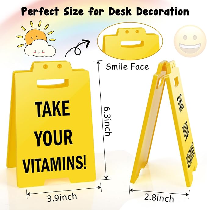 MBL Vitamins Pill Medicine Reminder - Take Your Vitamins, Funny Daily Habit Health Medical Little Reminders Desk Signs Christmas Stocking Stuffers Xmas Gift for Office Desktop Home Bedroom Kitchen