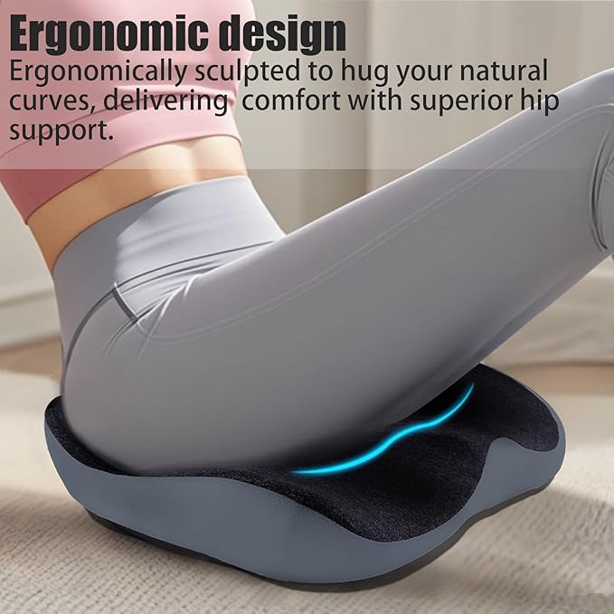 Pressure Relief Seat Cushion for Long Sitting Hours on Office/Home Chair, Car, Wheelchair - Extra-Dense Memory Foam for Hip, Tailbone, Coccyx, Sciatica-Black (Dark Edge)