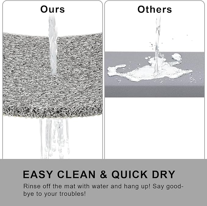 Nonslip Bathtub Mat, Anti Slip Bath Mat 0.6" Extra Thick, Quick Dry Bath Tub Anti Slip Shower Mat, Loofah Non-Slip Bath Mat for Tub Bathroom Pool Kitchen Entryway Home Hotel(Grey 24x24)