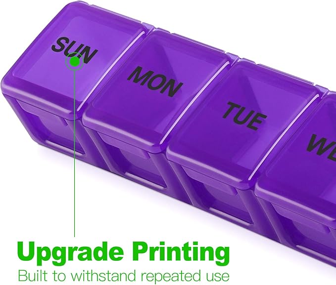 Pill Organizer 2P Purple XL Extra Large Weekly and Daily Pill Cases for Pills/Vitamin/Fish Oil/Supplements - 2P