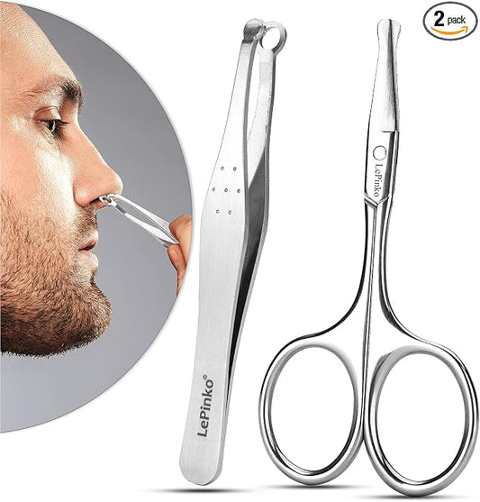 LePinko Nose Hair Trimmer For Men, Nasal Hair Tweezers For Women, Small Scissors For Hair Grooming