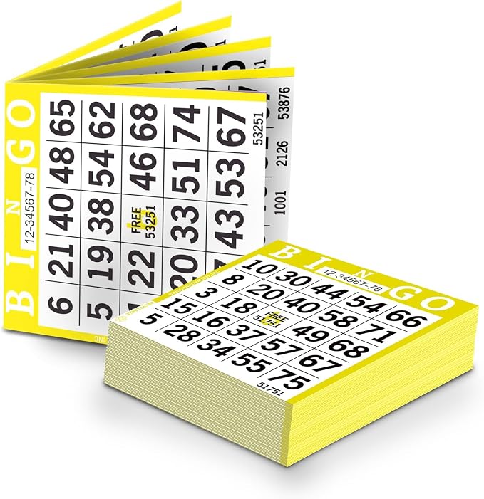 Bingo Paper Sheets – 1 Face, 4" x 4" – Pack of 500 Disposable Single-Use Bingo Cards – Recyclable Dauber Paper for Seniors, Adults & Community Events (Yellow)