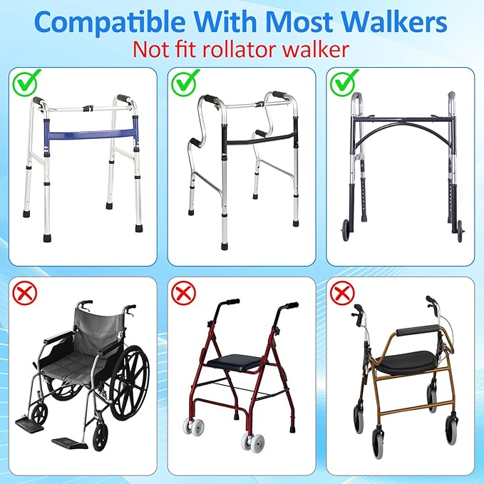 Walker Bag Basket with Cup Holder for Folding Walker Accessories | Walker Bag Carry Storage Pouch Water-Resistant for Seniors, Elderly, Handicap