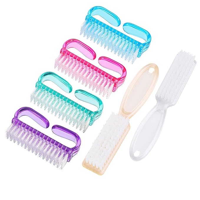 Handle Grip Nail Brush, Hand Fingernail Scrub Cleaning Brushes for Toes and Nails Cleaner, Pedicure Scrubbing tool kit for Men and Women 6 Pack (Multicolor)
