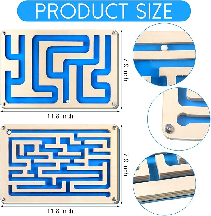 Sintuff 2 Pcs Wooden Maze Circuit Game, Dementia Activities for Seniors Elderly Alzheimers Products Maze Toy Gifts for Alzheimer's Patients, Improving Skills and Coordination, Easy to Hard Levels